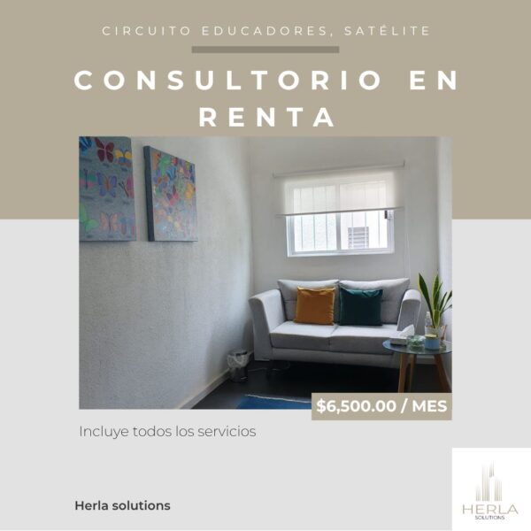 Renta de Consultorio Circuito Educadores, Satélite | $ 6,500.00 mxn/mes